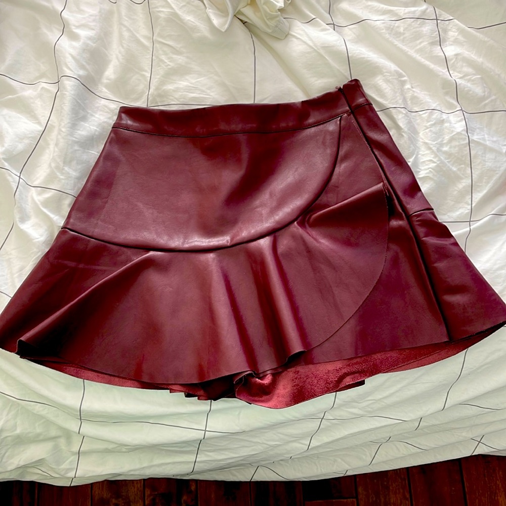 Maroon Leather Skirt